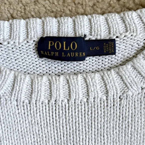 Vintage Polo Ralph Lauren White Cable Knit Sweater - Picture 2 of 8